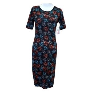 LuLaRoe Julia Size S Roses Red White Blue
